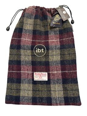 Mairead Hume Harris Tweed Golf Drawstring Pouch Bag NWT Plaid Tartan IBT
